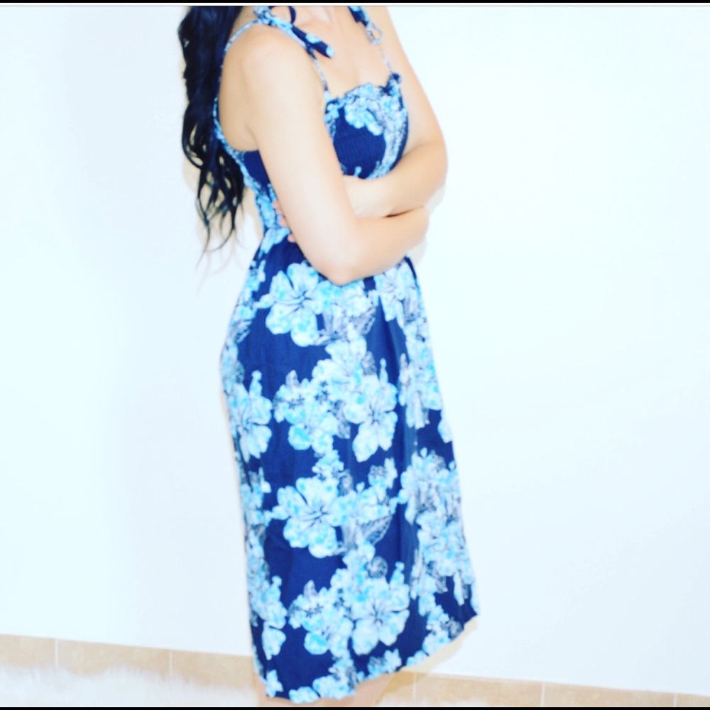 SOLD!Pacific Legend Blue Hibiscus Flower Dress